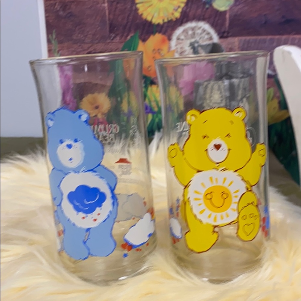 2 Vintage Carebear Glasses